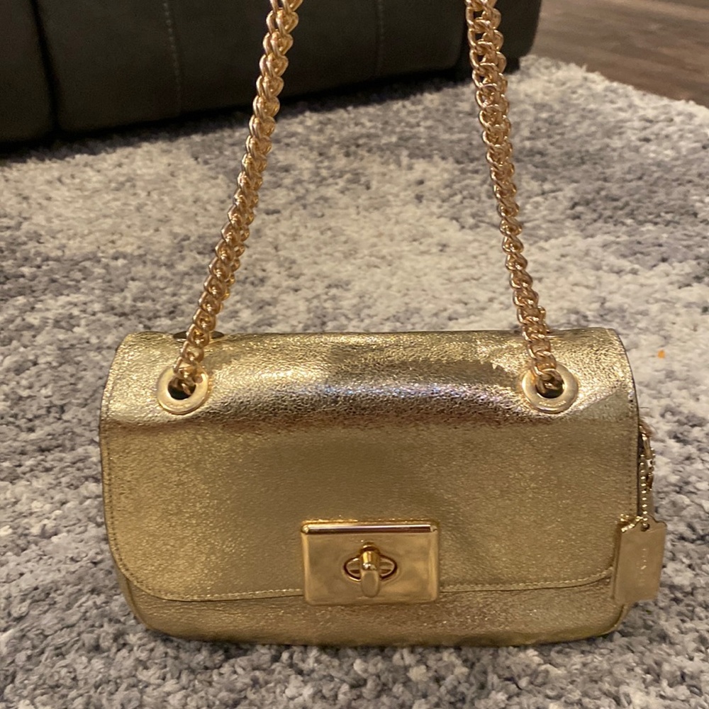 Coach gold foil cross body or shoulder bag